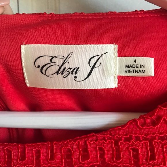 NWT ELIZA J. Red Lace Sheath Cocktail Dress - Picture 4 of 8